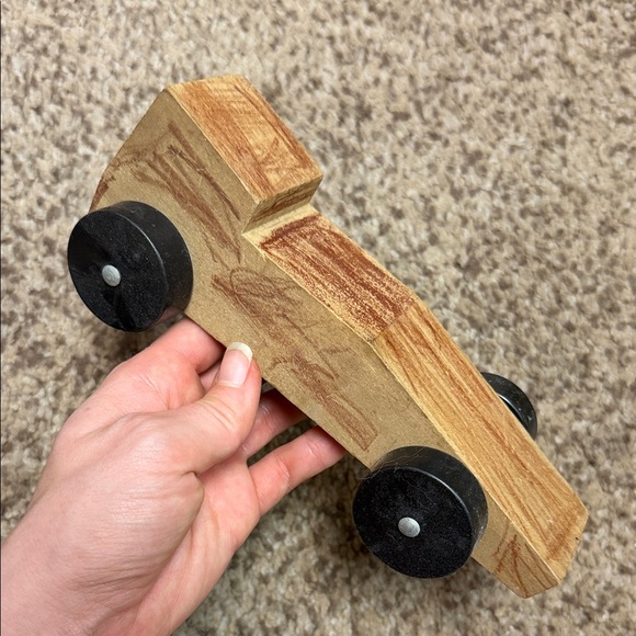 Vintage Other - Wooden Toy Car with Black Wheels